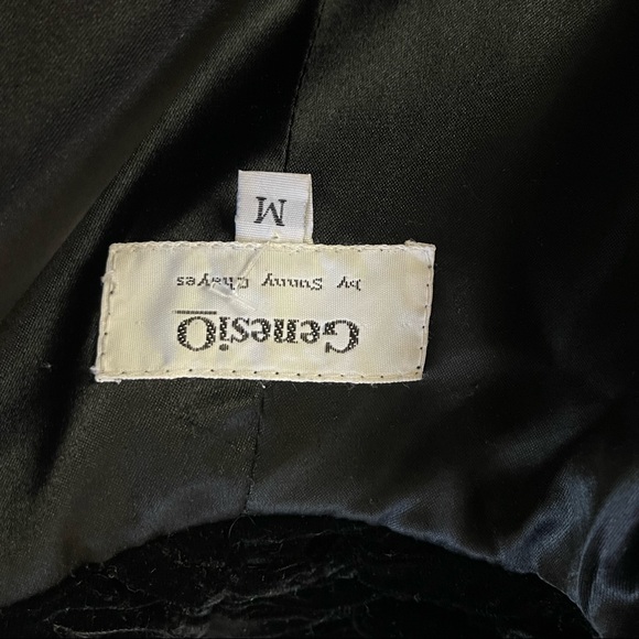 GENESIO Black VELVET coat SZ Medium - Picture 8 of 9